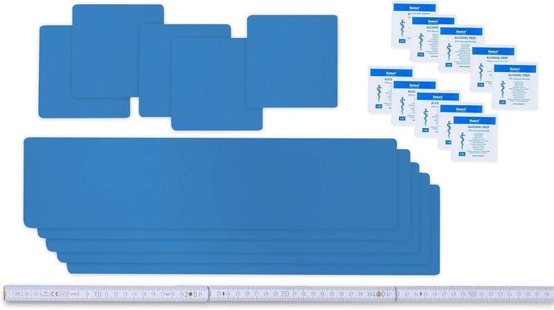 Flickly Selbstklebende Planenreparatur Tapes | 10 teilig | Easy Patch Comfort 100mm | Für Zelte, Planen UVM (lichtblau) von Flickly