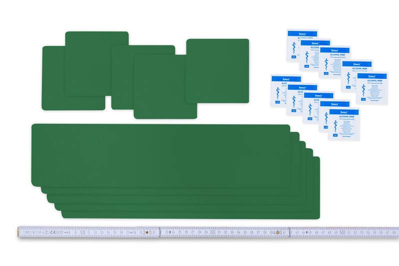 Flickly Selbstklebende Planenreparatur Tapes | 10 teilig | Easy Patch Comfort 100mm | Für Zelte, Planen UVM (smaragdgrün) von Flickly