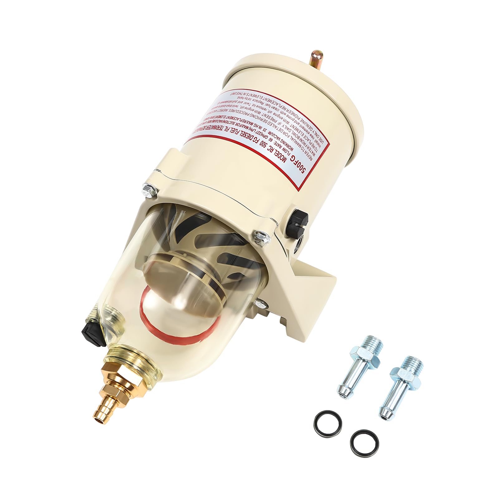 Fliuyr Diesel-Kraftstofffilter Wasserabscheider 500FG 500FH für LKW- und Außenbordmotoren, 60 GPH, 15 PSI, Aluminiumlegierung Fliuyr Diesel-Kraftstofffilter Wasserabscheider 500FG 500FH für LKW- und Außenbordmotoren, 60 GPH, 15 PSI, Aluminiumlegierung von Fliuyr