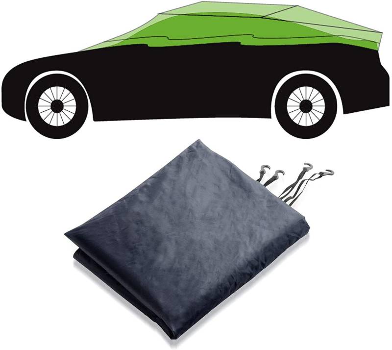Autoabdeckung | Halbgarage für Winter & Sommer | Silber oder dunkelblau | 3 Größen wählbar | Elastische Spannbänder (Dunkelblau, 259 x 122 x 61 cm (M)) von Floordirekt