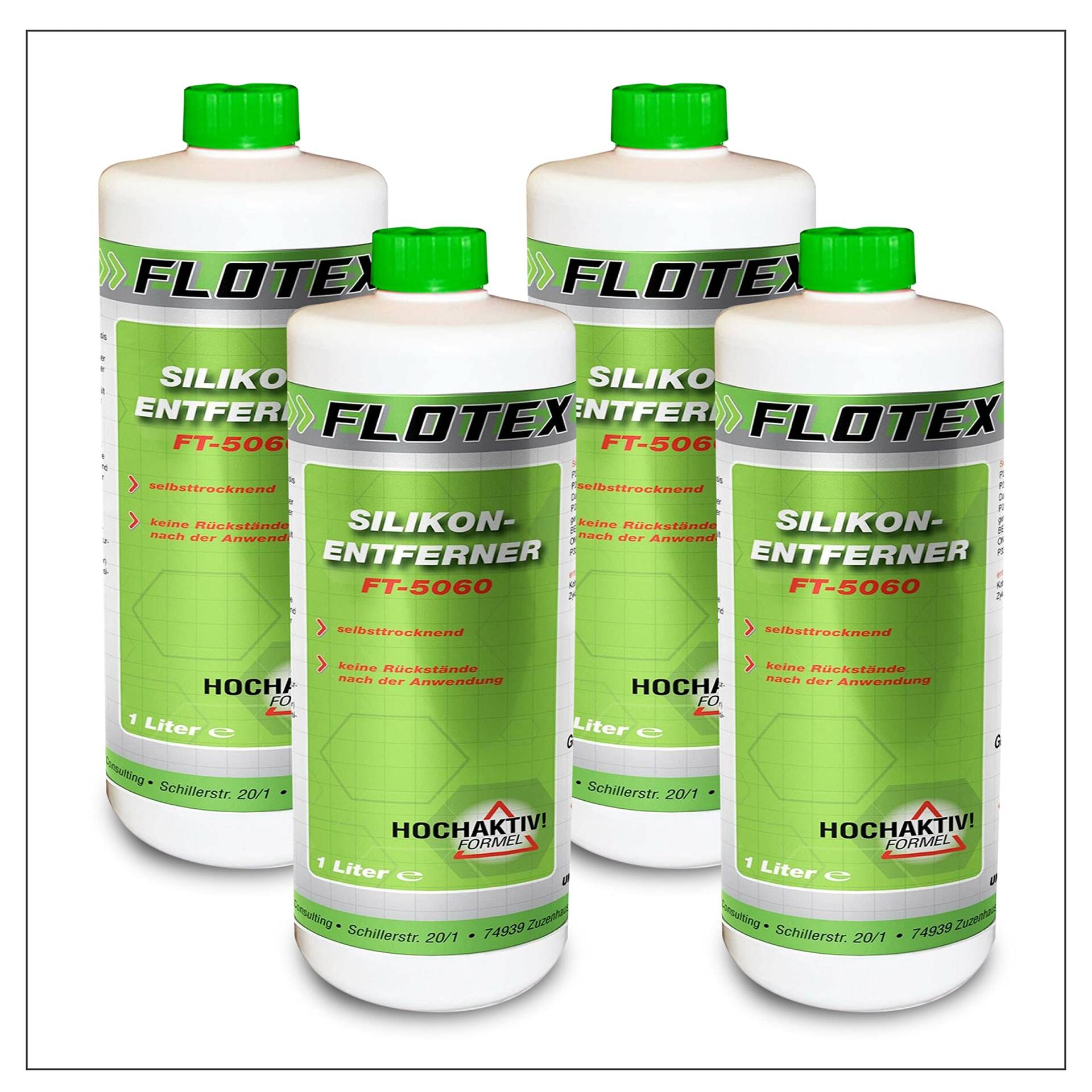 Flotex® - Silikonentferner 4x1l IFT-5060 | Wachsentferner für Autolack | Intensive Reinigung | Der Silikonreiniger entfernt problemlos Öl, Fett & Silikon | Besonders schonend von Flotex