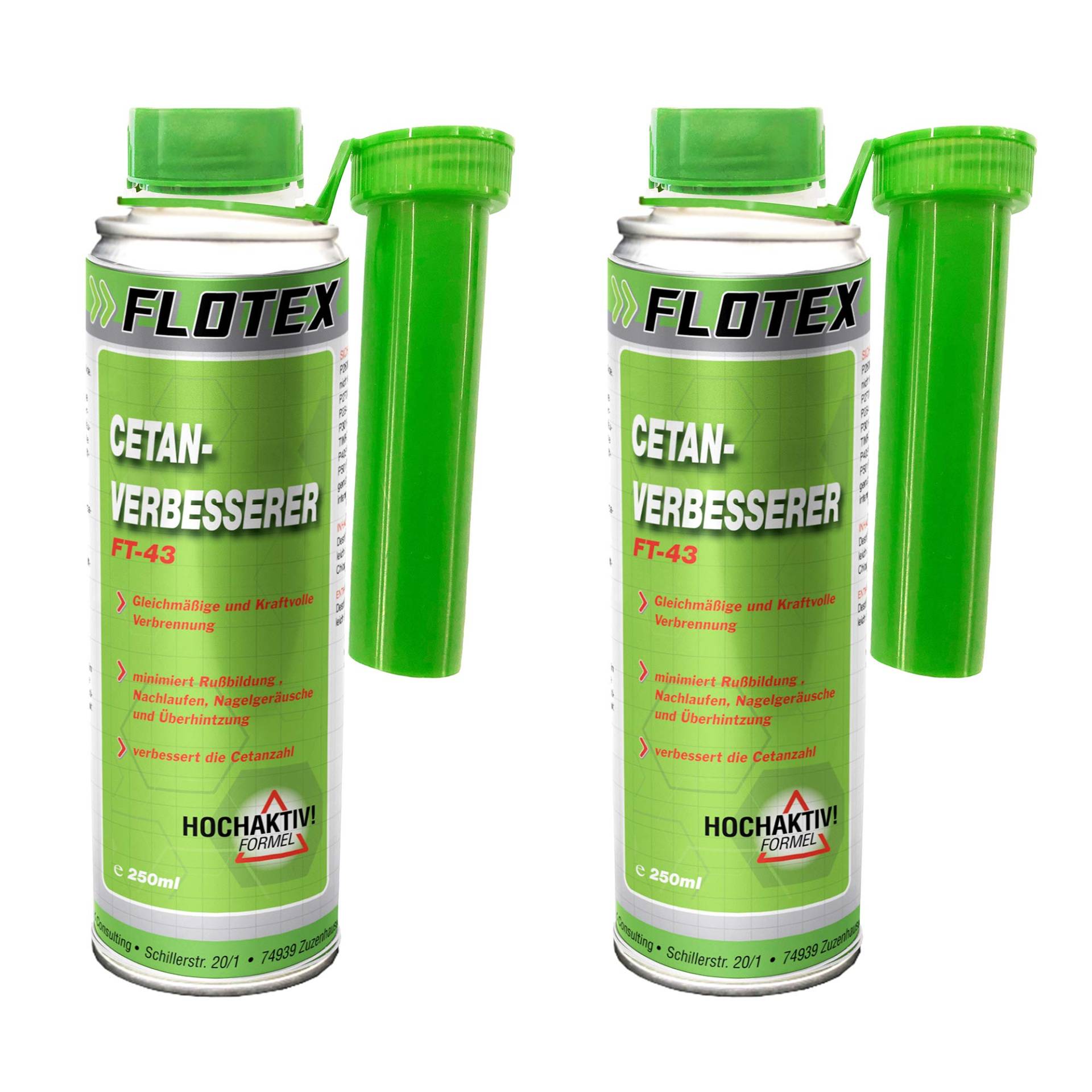 Flotex Cetan Verbesserer, 2 x 250ml Diesel Additiv Booster für Dieselmotoren von Flotex