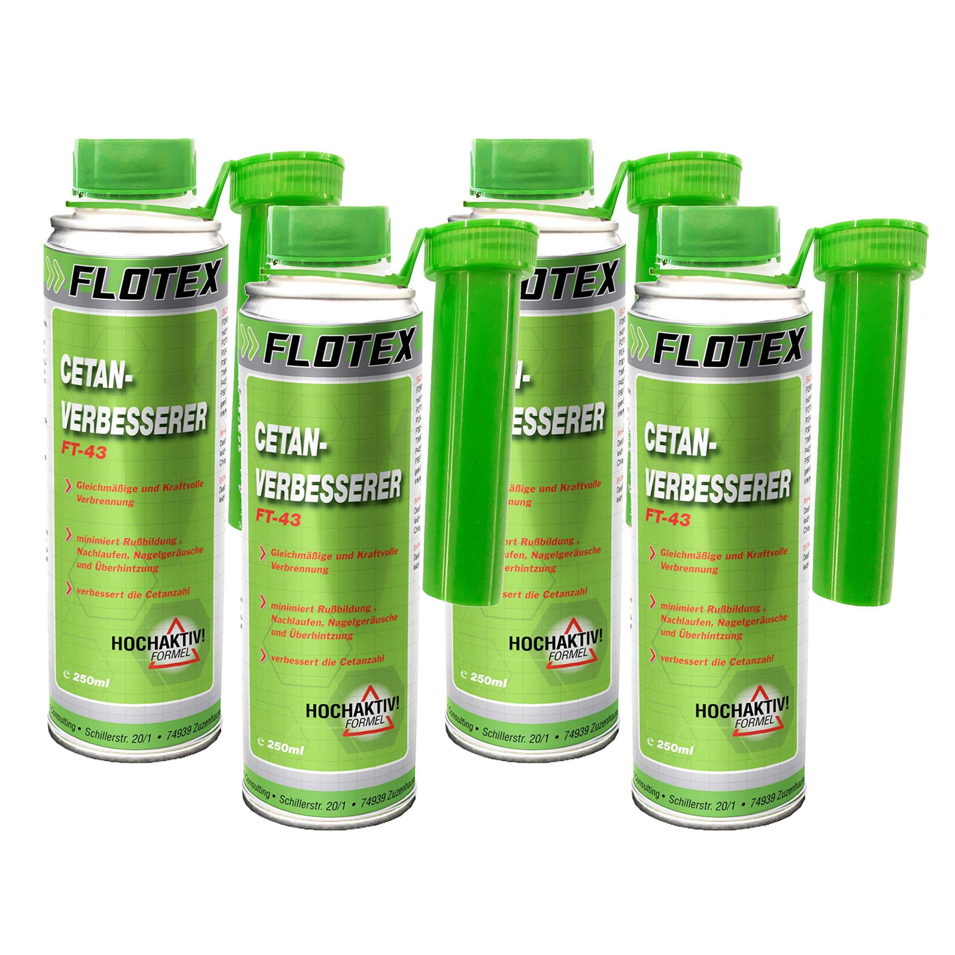 Flotex Cetan Verbesserer, 4 x 250ml Diesel Additiv Booster für Dieselmotoren Flotex Cetan Verbesserer, 4 x 250ml Diesel Additiv Booster für Dieselmotoren von Flotex