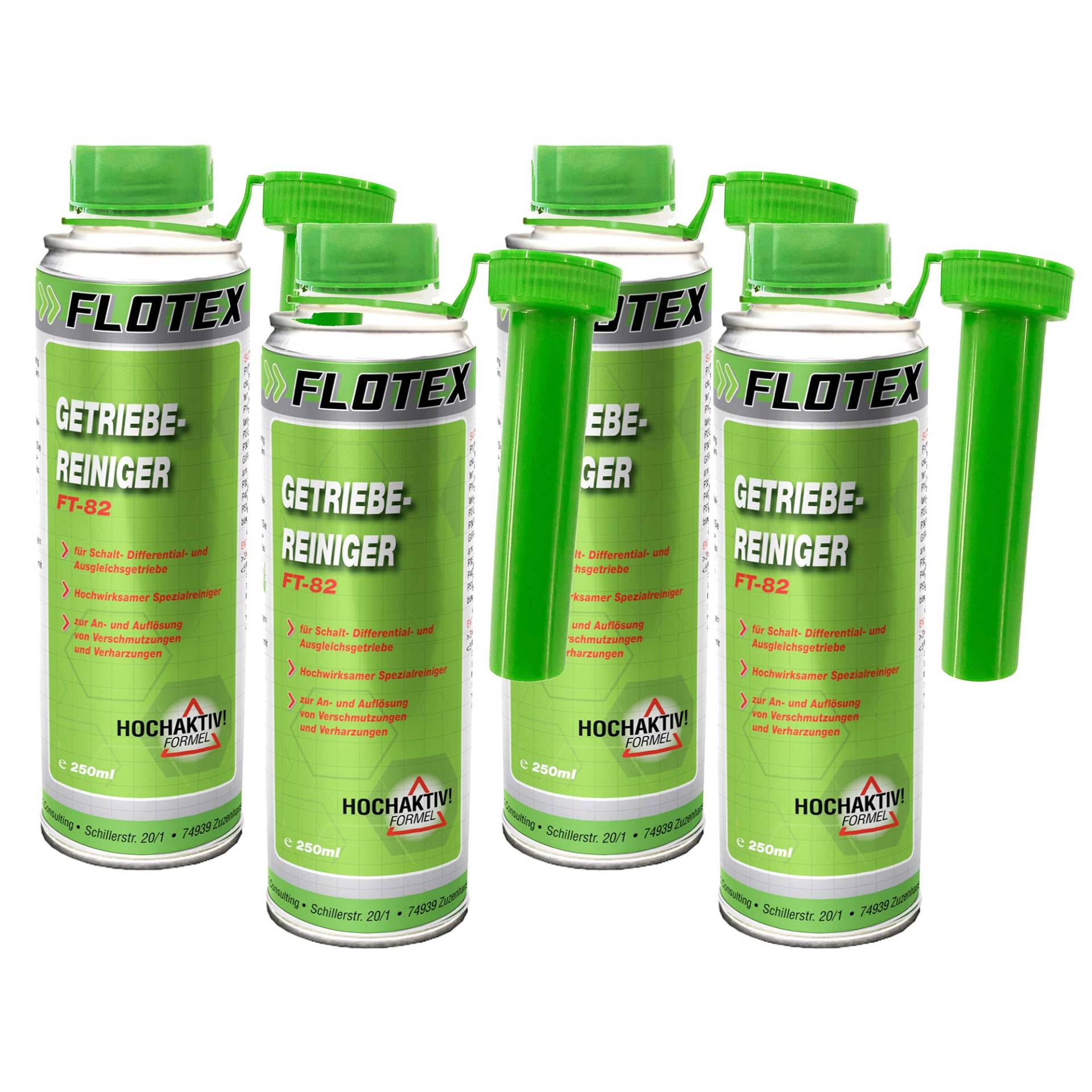 Flotex Getriebereiniger, 4 x 250ml Additiv Getriebe Reiniger für Schaltgetriebe von Flotex