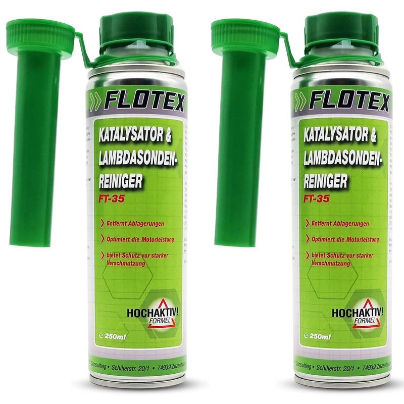 Flotex Katalysator & Lambdasondenreiniger, 2 x 250ml Additiv beseitigt Verschmutzungen im gesamten Verbrennungssystem von Flotex