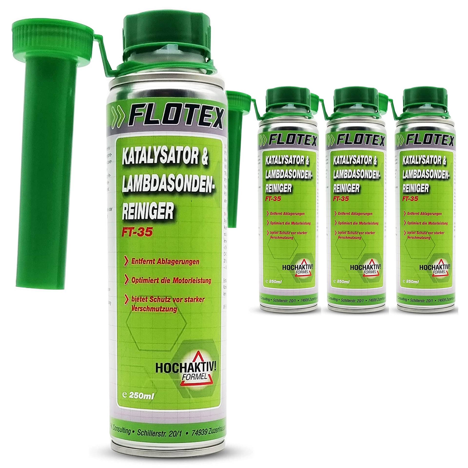Flotex Katalysator & Lambdasondenreiniger, 4 x 250ml Additiv beseitigt Verschmutzungen im gesamten Verbrennungssystem Flotex Katalysator & Lambdasondenreiniger, 4 x 250ml Additiv beseitigt Verschmutzungen im gesamten Verbrennungssystem von Flotex