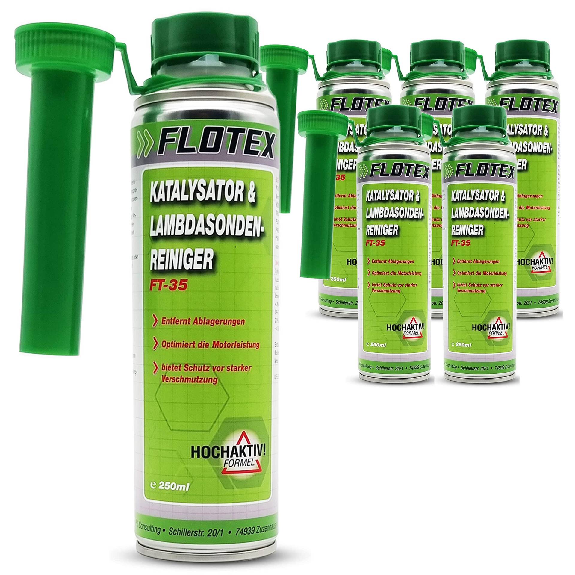 Flotex Katalysator & Lambdasondenreiniger, 6 x 250ml Additiv beseitigt Verschmutzungen im gesamten Verbrennungssystem Flotex Katalysator & Lambdasondenreiniger, 6 x 250ml Additiv beseitigt Verschmutzungen im gesamten Verbrennungssystem von Flotex