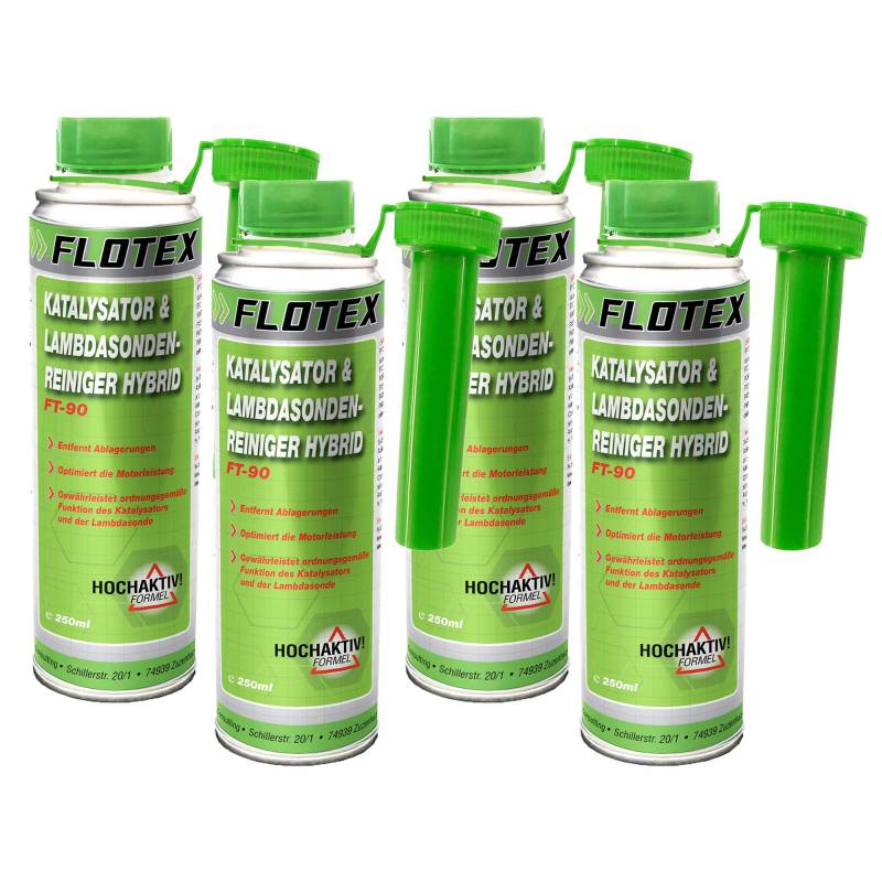 Flotex Katalysator & Lambdasondenreiniger Hybrid, 4 x 250ml Additiv beseitigt Verschmutzungen in Katalysator und Lambdasonde von Flotex