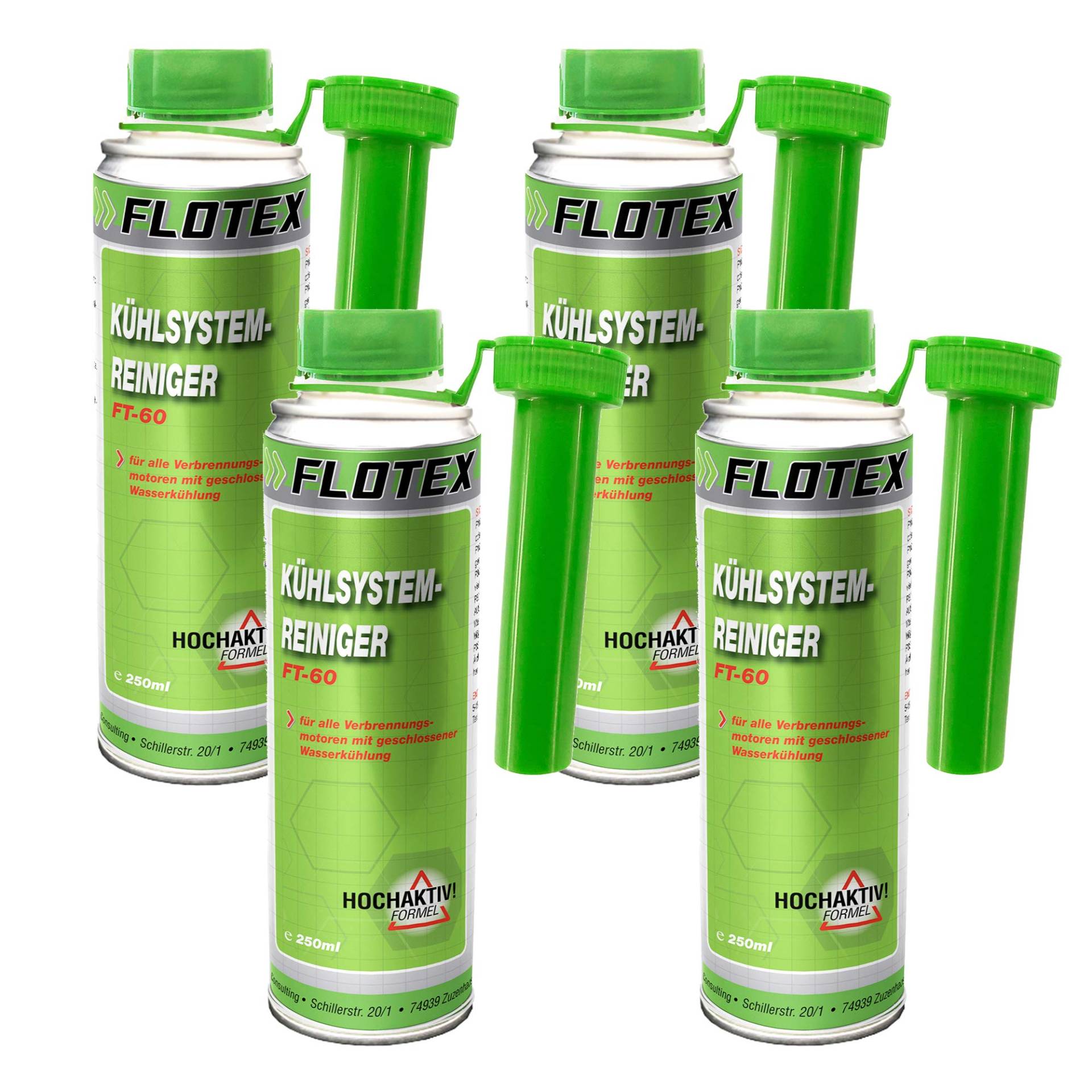 Flotex Kühlsystemreiniger, 4 x 250ml Additiv für optimale Motortemperatur und Betriebssicherheit von Flotex