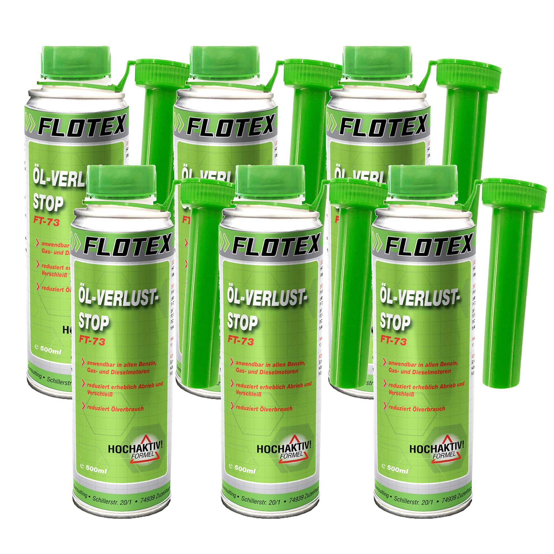 Flotex Öl Verlust Stopp, 6 x 250ml Additiv reduziert Ölverlust von Flotex