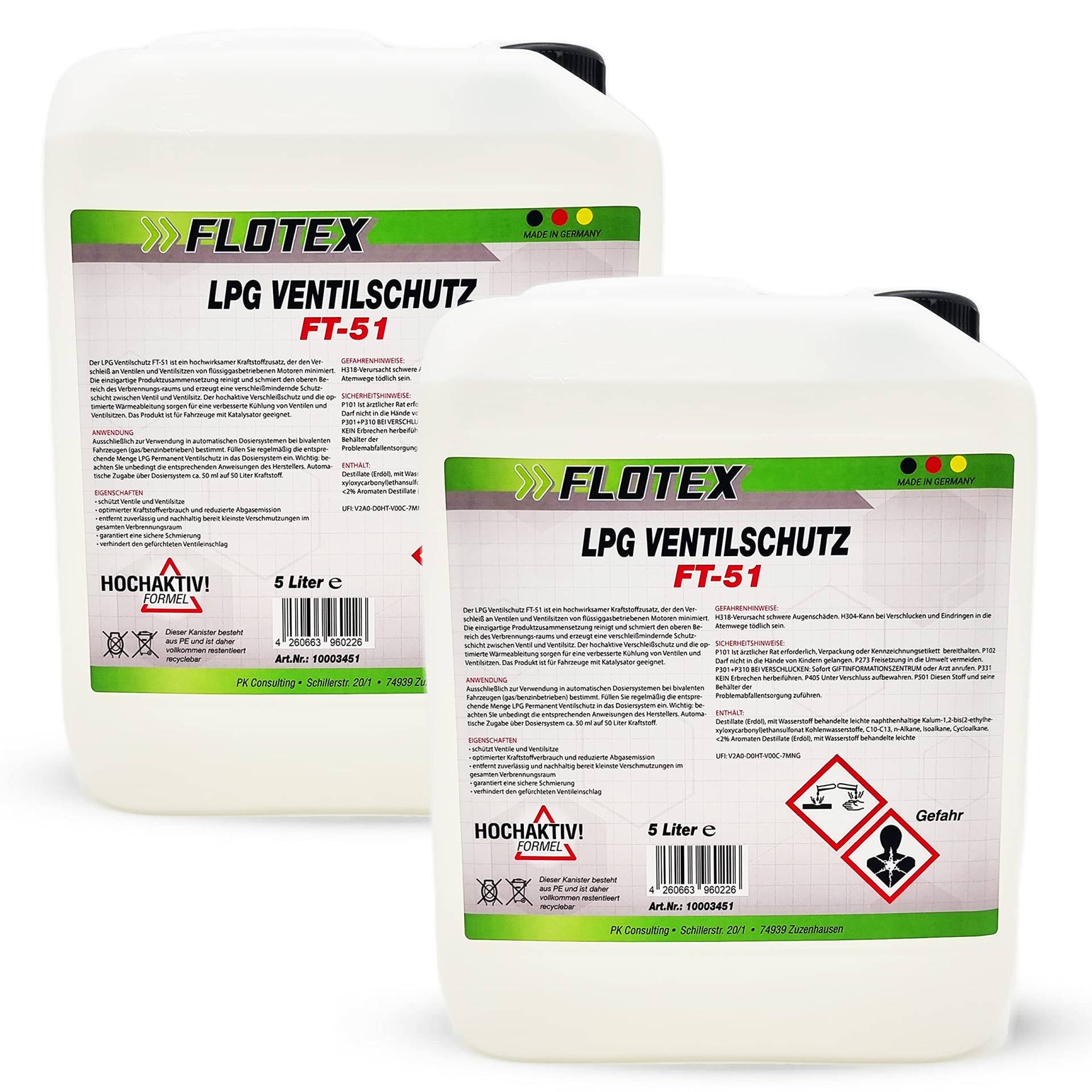 Flotex Permanent LPG Ventilschutz, 2 x 5L Additiv Gas Ventil Schutz von Flotex
