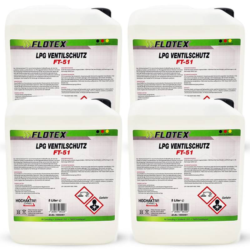 Flotex Permanent LPG Ventilschutz, 4 x 5L Additiv Gas Ventil Schutz von Flotex