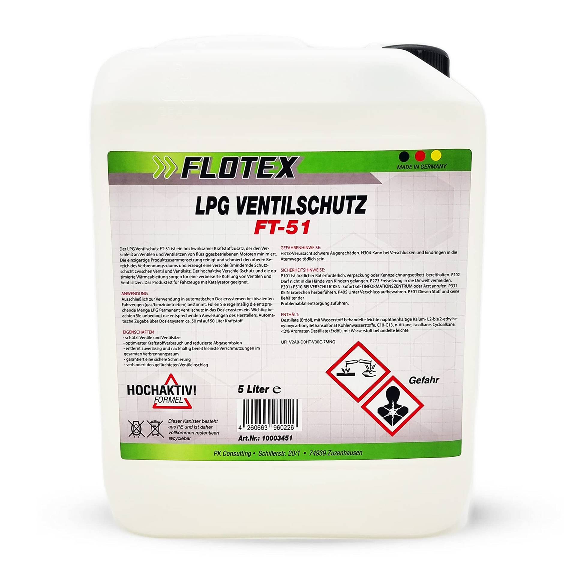 Flotex Permanent LPG Ventilschutz, 5L Additiv Gas Ventil Schutz von Flotex