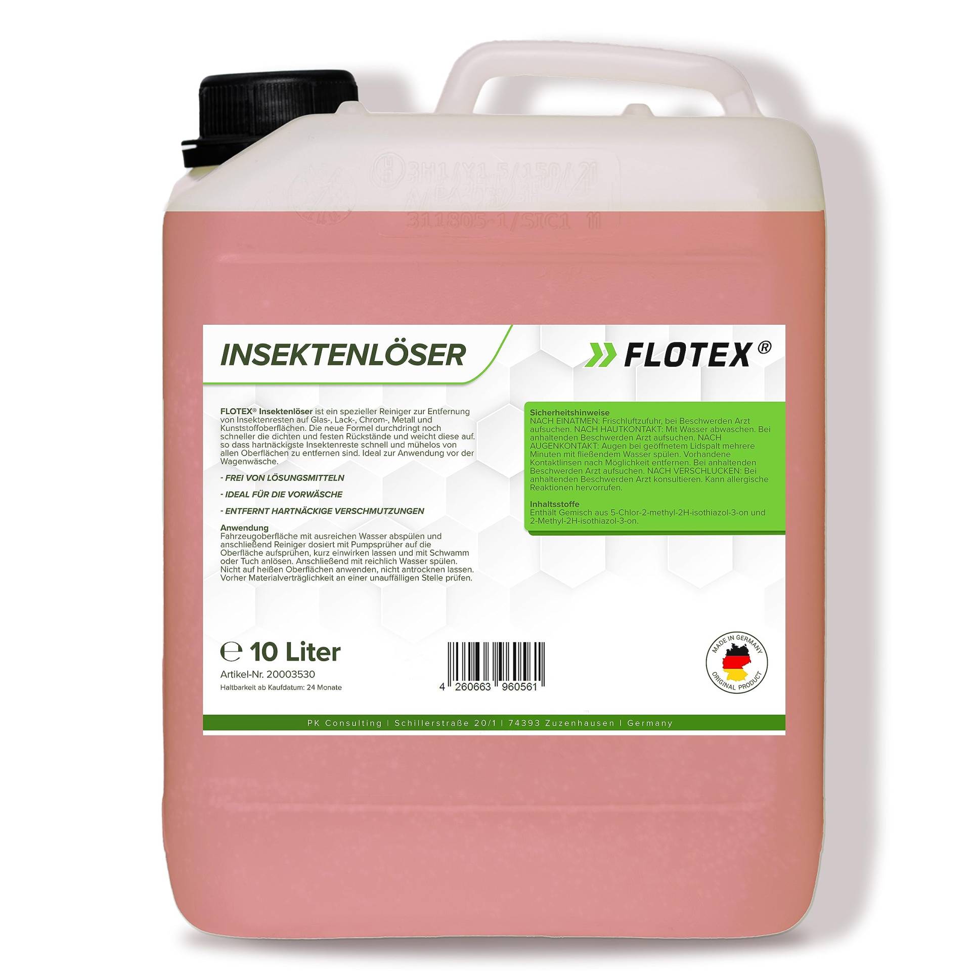 Flotex - Profi Insektenreiniger Auto 10L | Lackschonender Insektenentferner KFZ | Insektenentferner Motorrad | Für Lack, Glas, Kunststoff & Chrom geeignet Flotex - Profi Insektenreiniger Auto 10L | Lackschonender Insektenentferner KFZ | Insektenentferner Motorrad | Für Lack, Glas, Kunststoff & Chrom geeignet von Flotex