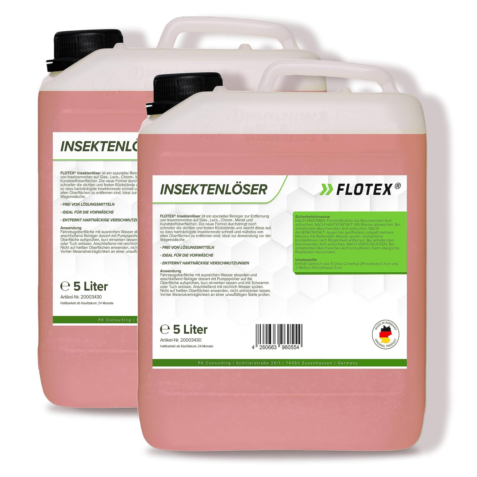 Flotex - Profi Insektenreiniger Auto 2 x 5L | Lackschonender Insektenentferner KFZ | Insektenentferner Motorrad | Für Lack, Glas, Kunststoff & Chrom geeignet Flotex - Profi Insektenreiniger Auto 2 x 5L | Lackschonender Insektenentferner KFZ | Insektenentferner Motorrad | Für Lack, Glas, Kunststoff & Chrom geeignet von Flotex