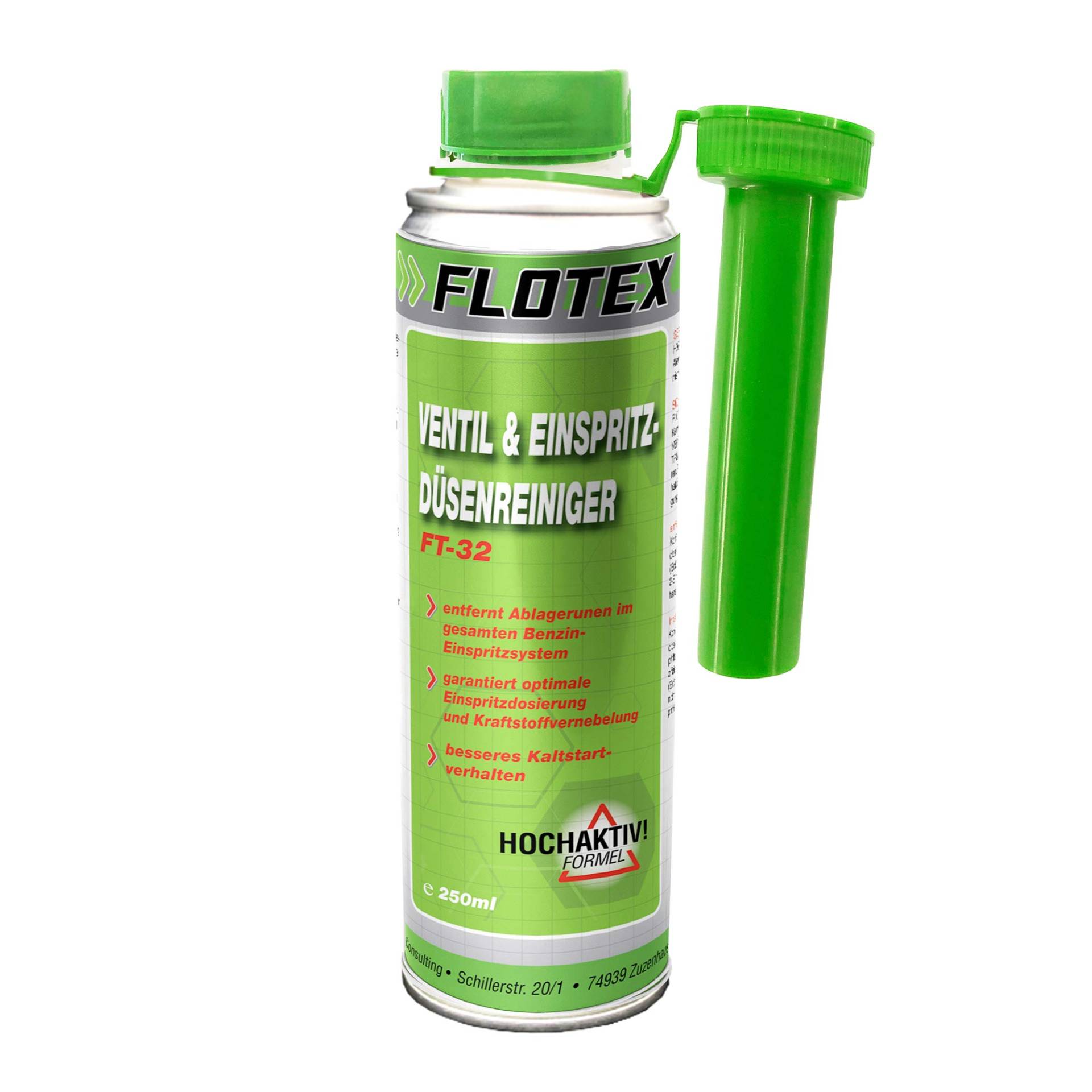 Flotex Ventil & Einspritzdüsenreiniger, 250ml Additiv entfernt Ablagerungen und reinigt Benzin Einspritzsystem von Flotex