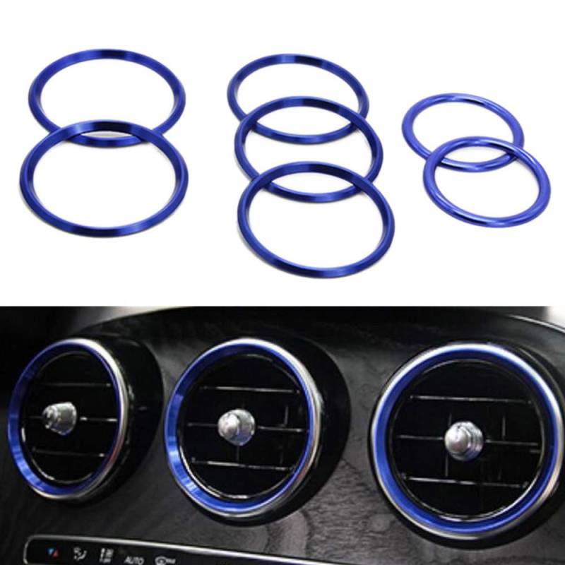 Fltaheroo 7Pc Auto Styling Ac Outlet Ring Dekoration Klimaanlage Belüftungs？ffnungen Ordnen Aufkleber Abdeckung für Mercedes C Klasse W205 Glc 180 200 260(Blau) von Fltaheroo