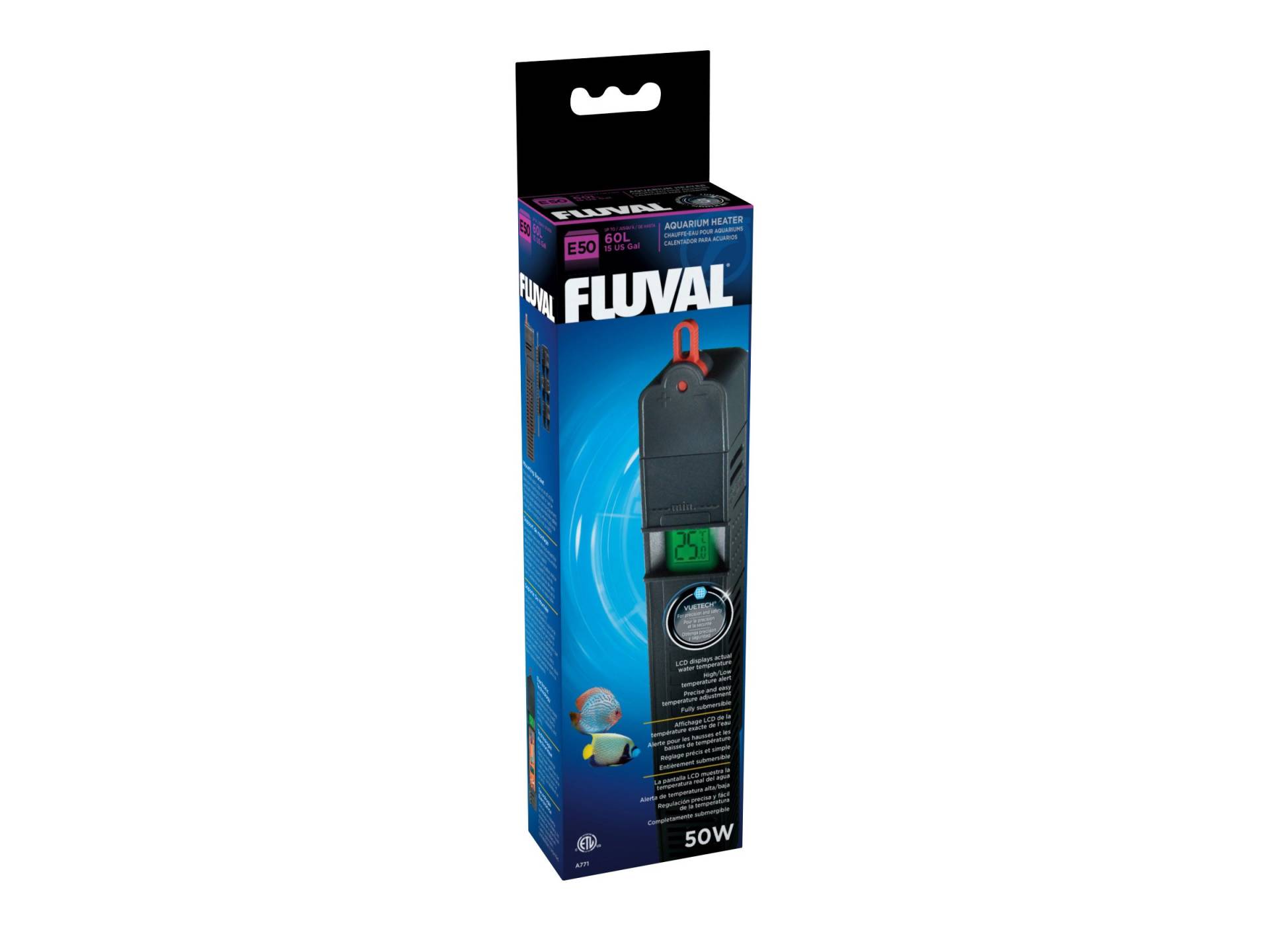 Fluval E-Heizer - Der Elektronikheizer aus der E-Serie 50 Watt für Aquarien bis 60 Liter von Fluval