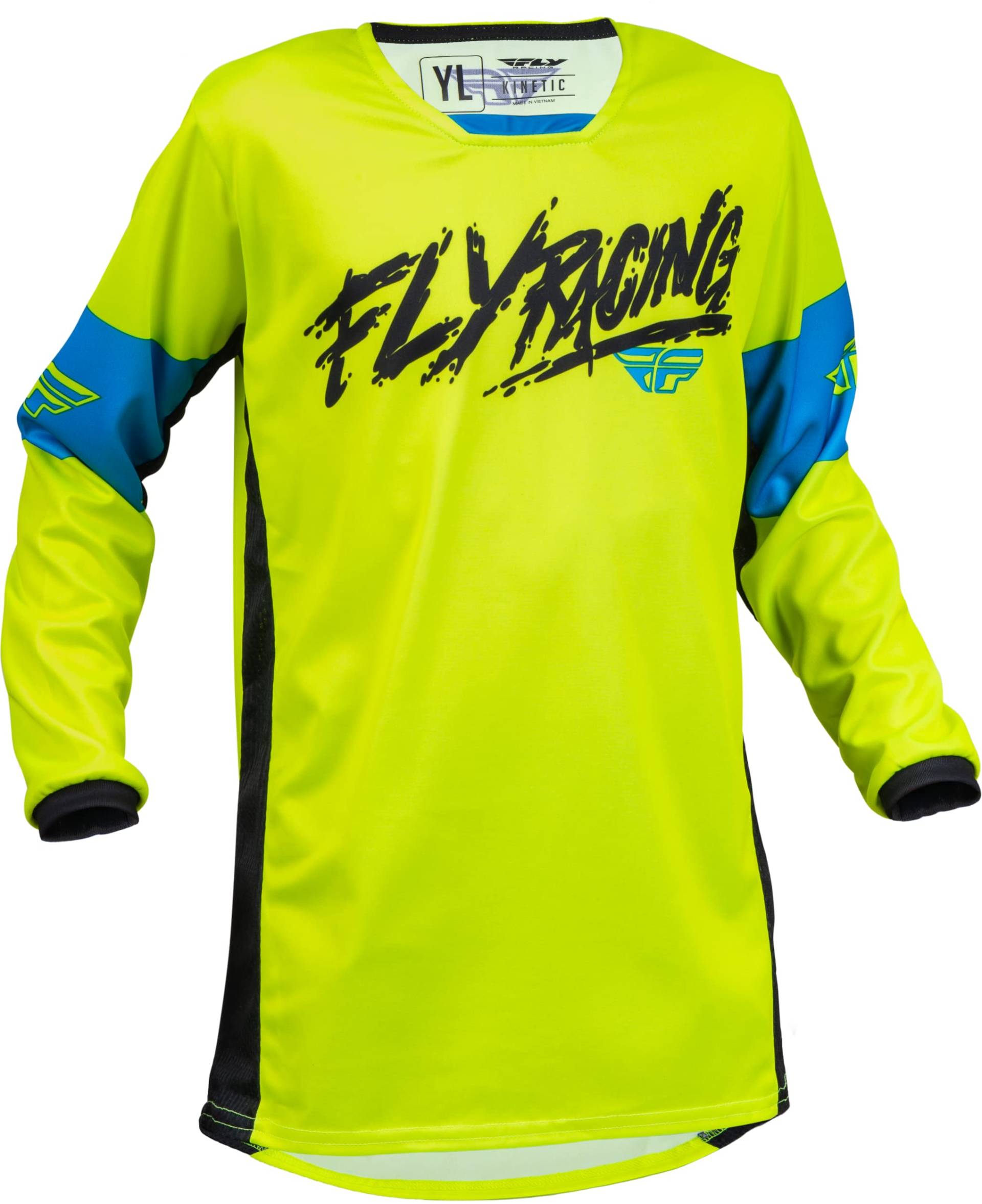 Fly MX-Jersey Kinetic Youth Khaos Black/Hi-Vis/Cyan (YS) von Fly Racing