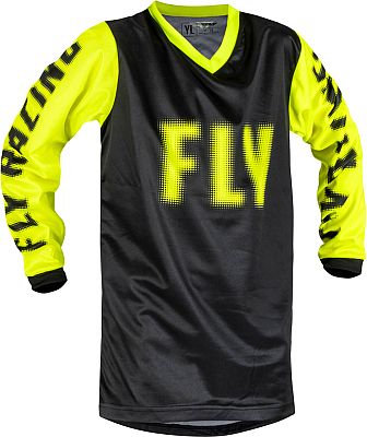 Fly Racing F-16 S23, Trikot Kinder - Schwarz/Neon-Gelb - YXL von Fly Racing