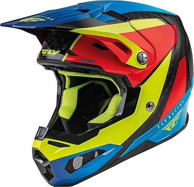 Fly Racing Formula CRB Prime, Crosshelm - Schwarz/Neon-Gelb/Rot/Blau - XS von Fly Racing