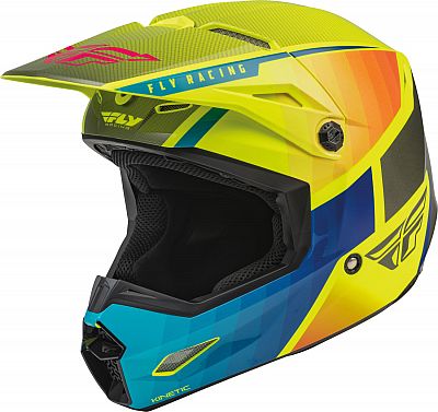 Fly Racing Kinetic Drift, Crosshelm - Neon-Gelb/Grau/Blau/Orange - L von Fly Racing