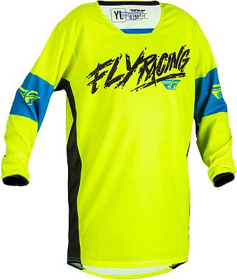 Fly Racing Kinetic Khaos, Trikot Kinder - Neon-Gelb/Schwarz/Blau - YM von Fly Racing