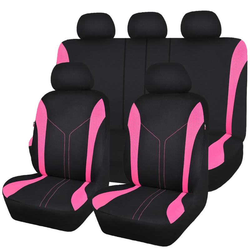 Flying Banner Fashion Mesh Universal Passform entworfen Auto Sitzbezüge Set(Vollständige Reihe, Rosa und schwarz) von Flying Banner