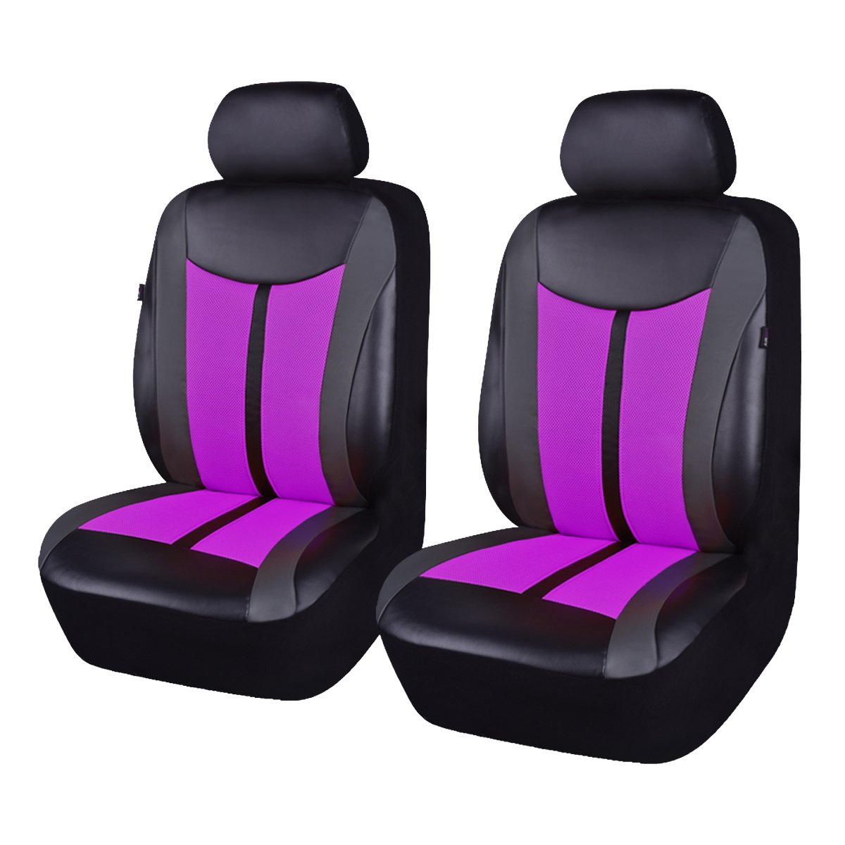 Flying Banner Pu Leder Und Mesh Ermöglicht Universelle Auto Sitzbezüge Sets Sit Airbag Kompatibel (Violett, 2 Vordersitze) von Flying Banner