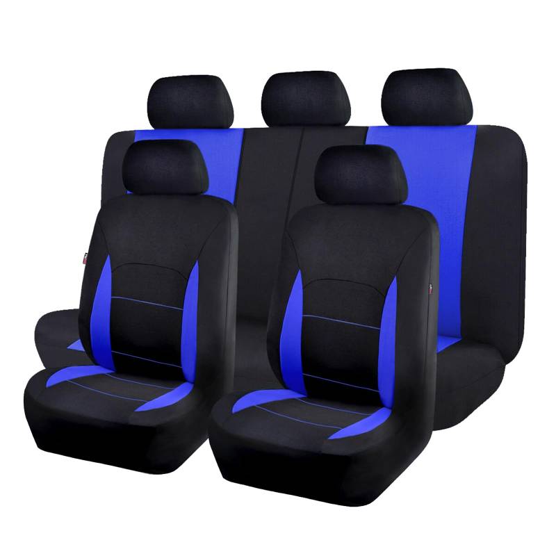 Flying Banner Sitzbezüge Auto Universal Set mit Airbag (Vollständige Reihe, Blau und Schwarz) von Flying Banner