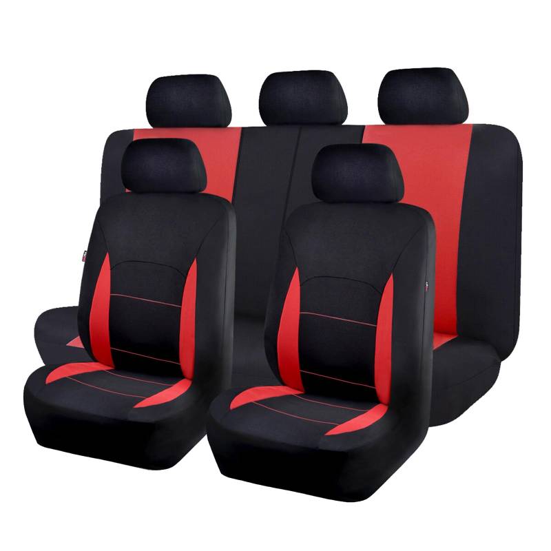 Flying Banner Sitzbezüge Auto Universal Set mit Airbag (Vollständige Reihe, Rot und Schwarz) von Flying Banner