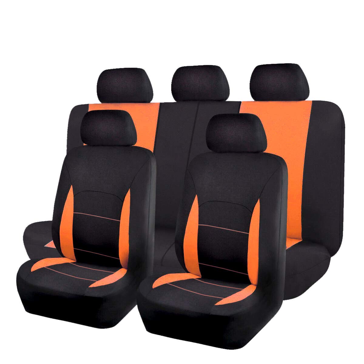 Flying Banner Sitzbezüge Auto Universal Set mit Airbag (Vollständige Reihe, Orange und Schwarz) von Flying Banner