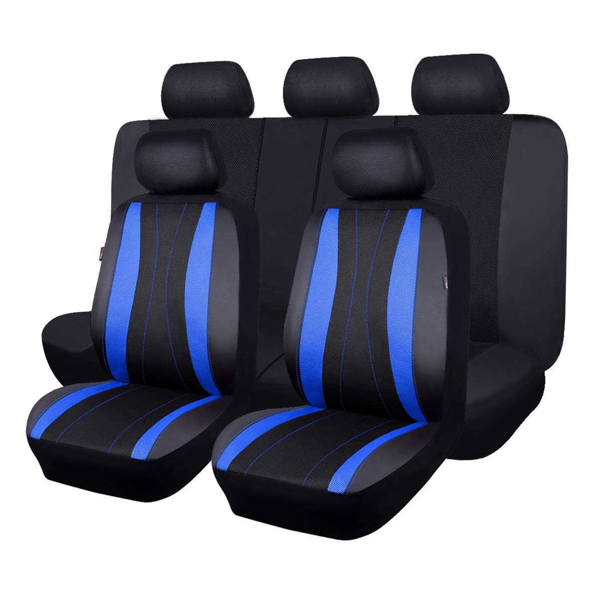 Flying Banner Universal PVC Mesh Autositzbezüge Komplettes Set mit Airbag kompatibel (Schwarz Blau) von Flying Banner
