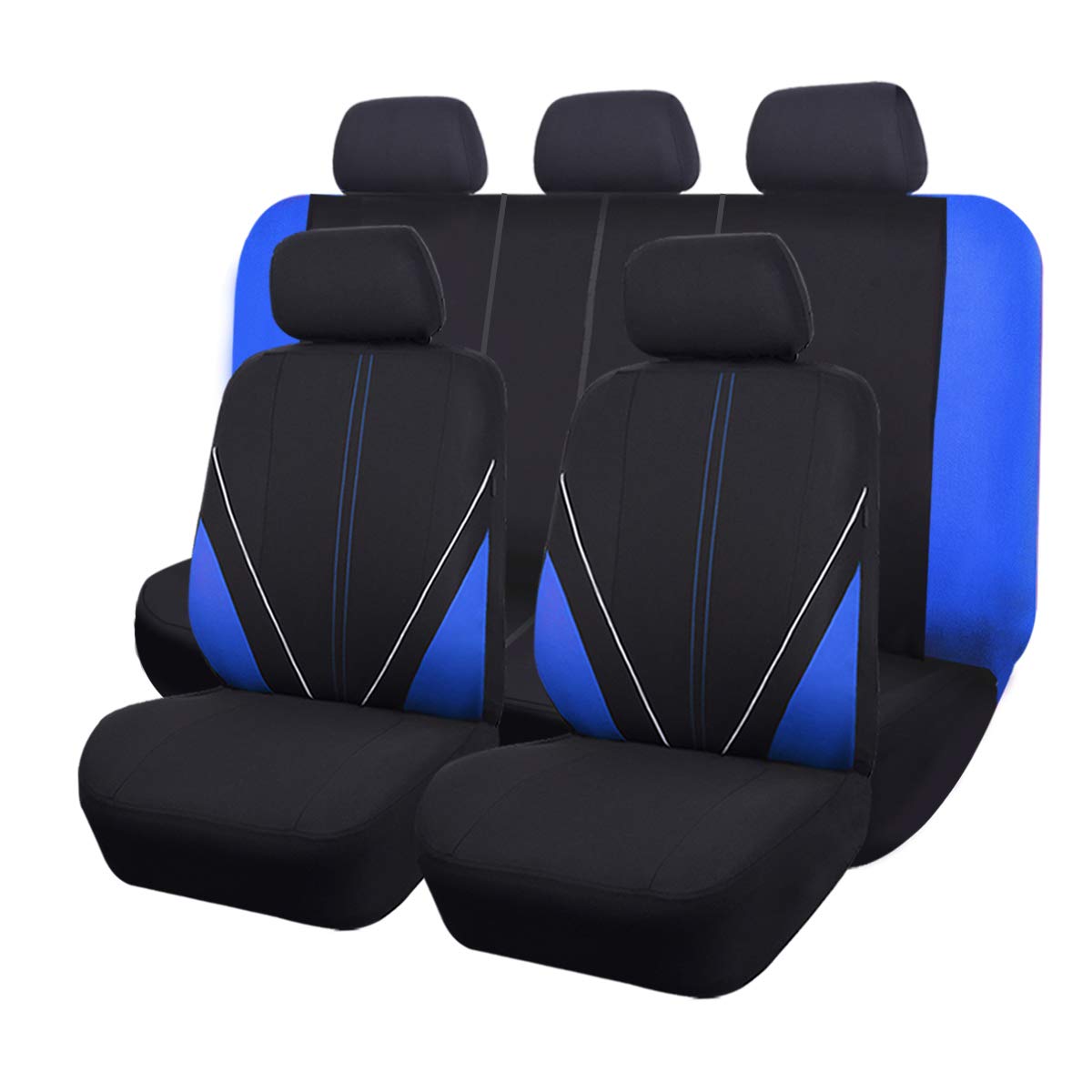 Flying Banner Universal atmungsaktive Netzstoff-Autositzbezüge, komplettes Set Airbag-kompatible Kissen Schutz (Schwarz und Blau) von Flying Banner