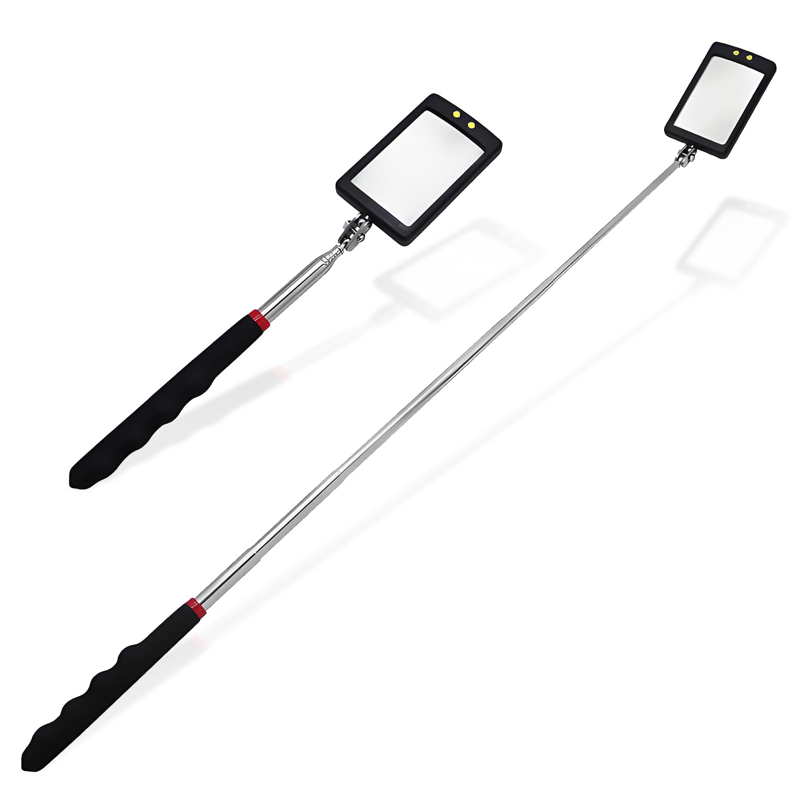 2 Stück Teleskop Inspektionsspiegel, 360° Drehbar LED Teleskop Spiegel Werkzeug mit 87CM Einziehbarem Griff, Flexibler Teleskopierbarer LED-Beleuchteter für Werkzeugmaschinen Zusätzliche Sicht 2 Stück Teleskop Inspektionsspiegel, 360° Drehbar LED Teleskop Spiegel Werkzeug mit 87CM Einziehbarem Griff, Flexibler Teleskopierbarer LED-Beleuchteter für Werkzeugmaschinen Zusätzliche Sicht von Flylin