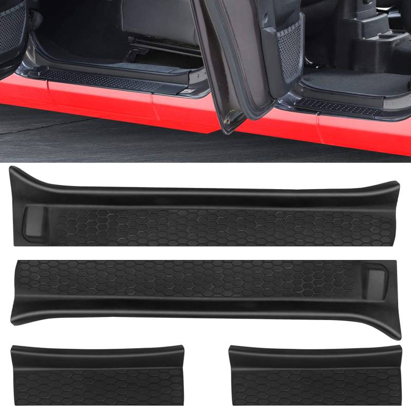 Flyox Einstiegsleisten Kit, Gummi Tür Einstiegsleisten für 2018-2021 Jeep Wrangler JL JLU 2020 2021 Gladiator JT 4-Türer Zubehör Teile, Türschwellenschutz Vollständige Abdeckung Ersatz (Schwarz) von FlyOX