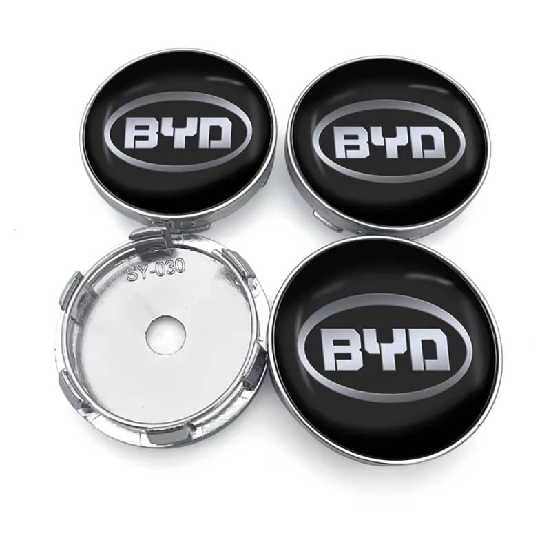 4 Stück Radnabenkappen Nabendeckel,für BYD F3 F0 S6 S7 E5 E6 M6 G3 G5 60mm Felgendeckel ABS Radnabenabdeckung Auto Schützt Zubehör Logo Radkappen von Fmesoo