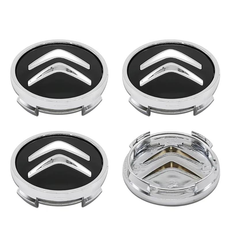 Fmesoo 4 Stück Radnabenkappen Nabendeckel,für Citroen C3 C4 C5 C6 C-Quatre 60mm Felgendeckel ABS Radnabenabdeckung Auto Schützt Zubehör Logo Radkappen,A von Fmesoo