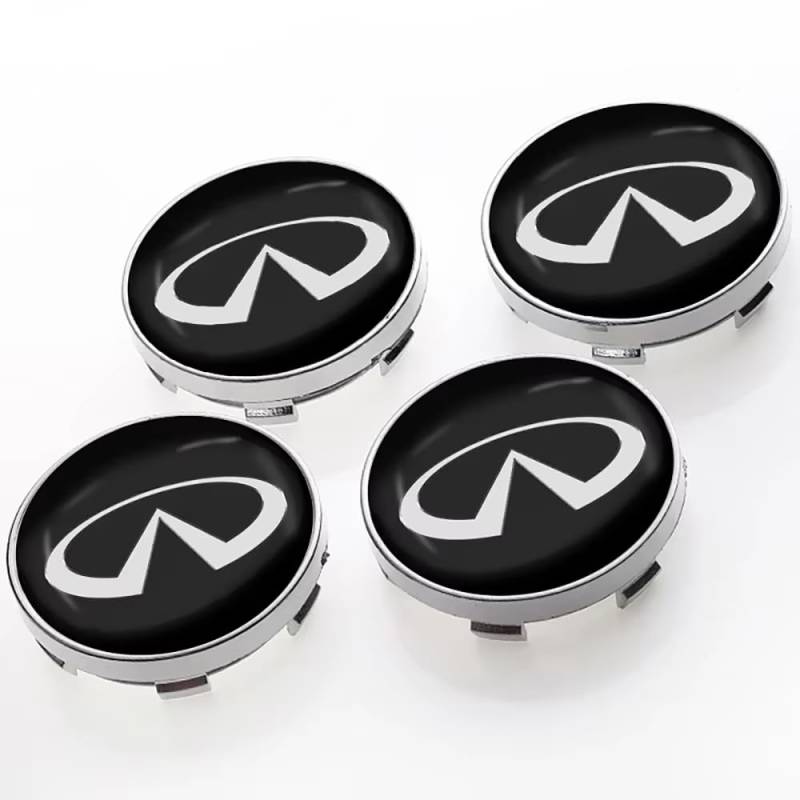 Fmesoo 4 Stück Radnabenkappen Nabendeckel,für Infiniti Q50 Q70 QX70 FX35 Q30 G37 QX60 G35 Q60 QX50 QX80 QX30 60mm Felgendeckel ABS Radnabenabdeckung Auto Schützt Zubehör Logo Radkappen von Fmesoo