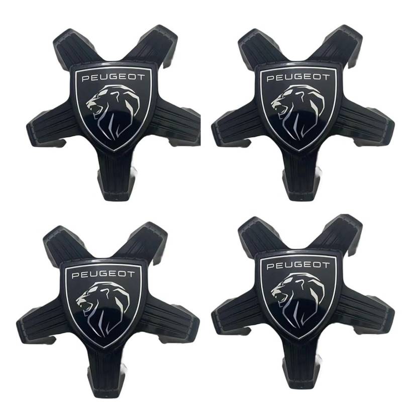 Fmesoo 4 Stück Radnabenkappen Nabendeckel,für Peugeot 3008 4008 408 5008 308S 508L 2008 Felgendeckel ABS Radnabenabdeckung Auto Schützt Zubehör Logo Radkappen,B von Fmesoo