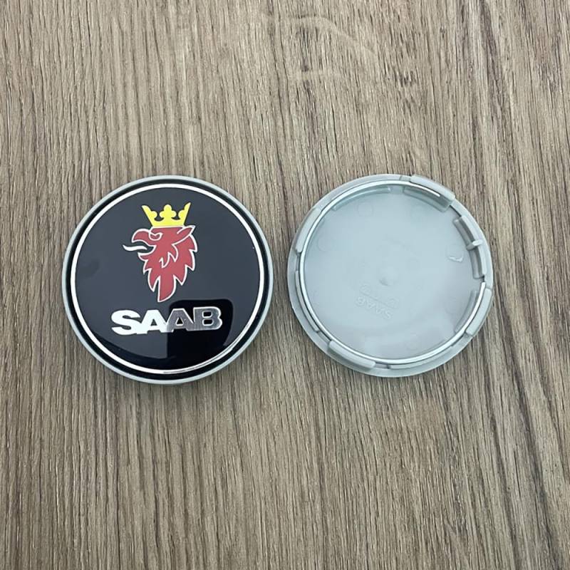 Fmesoo 4 Stück Radnabenkappen Nabendeckel,für SAAB 63mm Felgendeckel ABS Radnabenabdeckung Auto Schützt Zubehör Logo Radkappen,C von Fmesoo