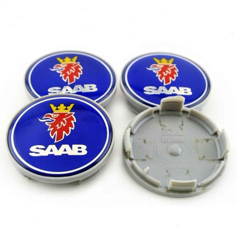 Fmesoo 4 Stück Radnabenkappen Nabendeckel,für Saab 93 9-3 9-5 Vector Linear Aero 63mm Felgendeckel ABS Radnabenabdeckung Auto Schützt Zubehör Logo Radkappen von Fmesoo