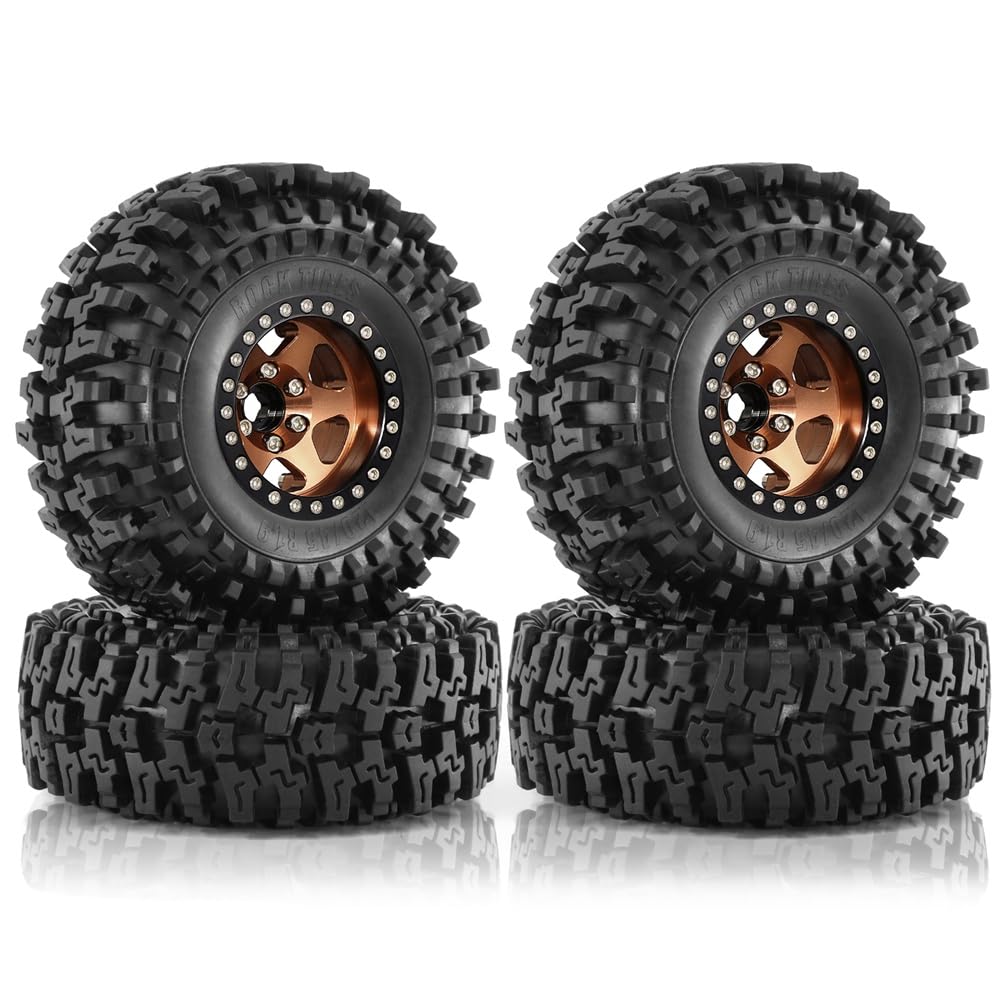 Fnfhsa 4 Stück 120mm 1,9 Metall Beadlock-Felgengummireifensatz für 1/10 RC Crawler Car TRX4 D90 D110 Axial SCX10, Bronze Fnfhsa 4 Stück 120mm 1,9 Metall Beadlock-Felgengummireifensatz für 1/10 RC Crawler Car TRX4 D90 D110 Axial SCX10, Bronze von Fnfhsa