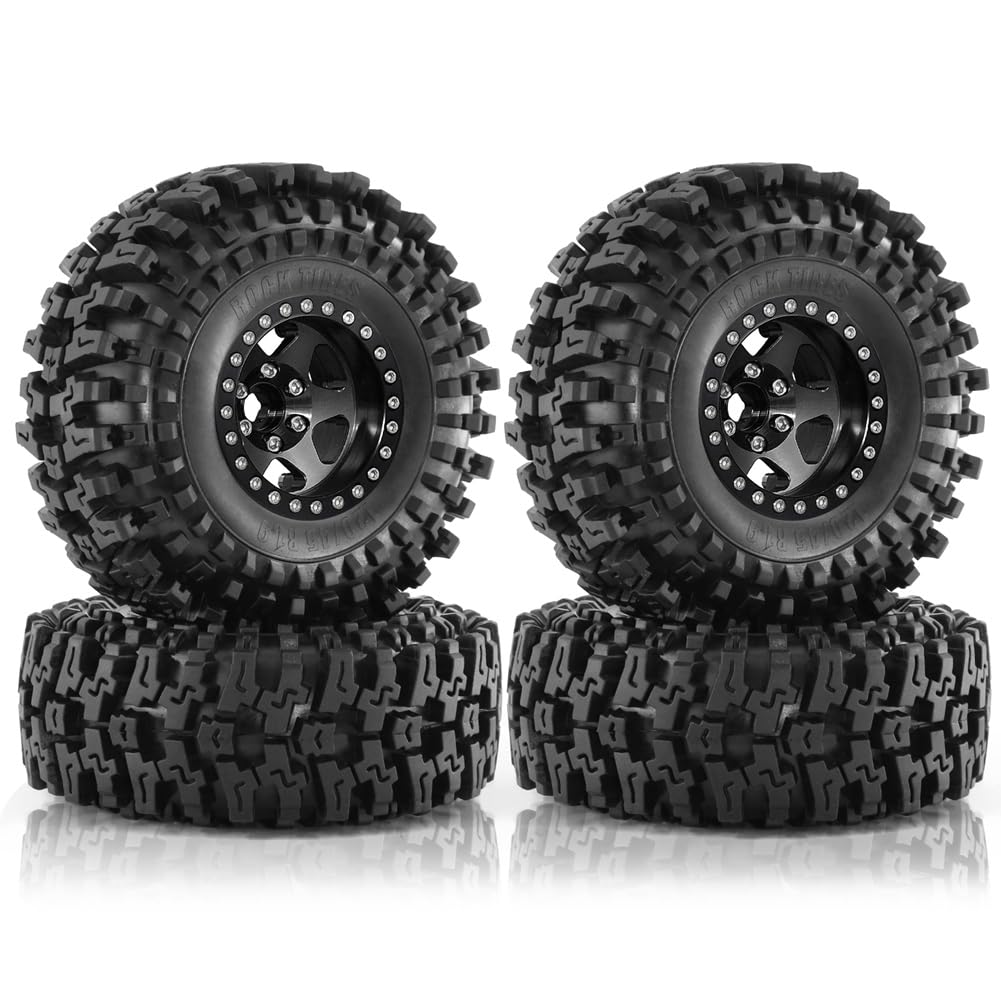 Fnfhsa 4 Stück 120mm 1,9 Metall Beadlock-Felgengummireifensatz für 1/10 RC Crawler Car TRX4 D90 D110 Axial SCX10, Schwarz Fnfhsa 4 Stück 120mm 1,9 Metall Beadlock-Felgengummireifensatz für 1/10 RC Crawler Car TRX4 D90 D110 Axial SCX10, Schwarz von Fnfhsa