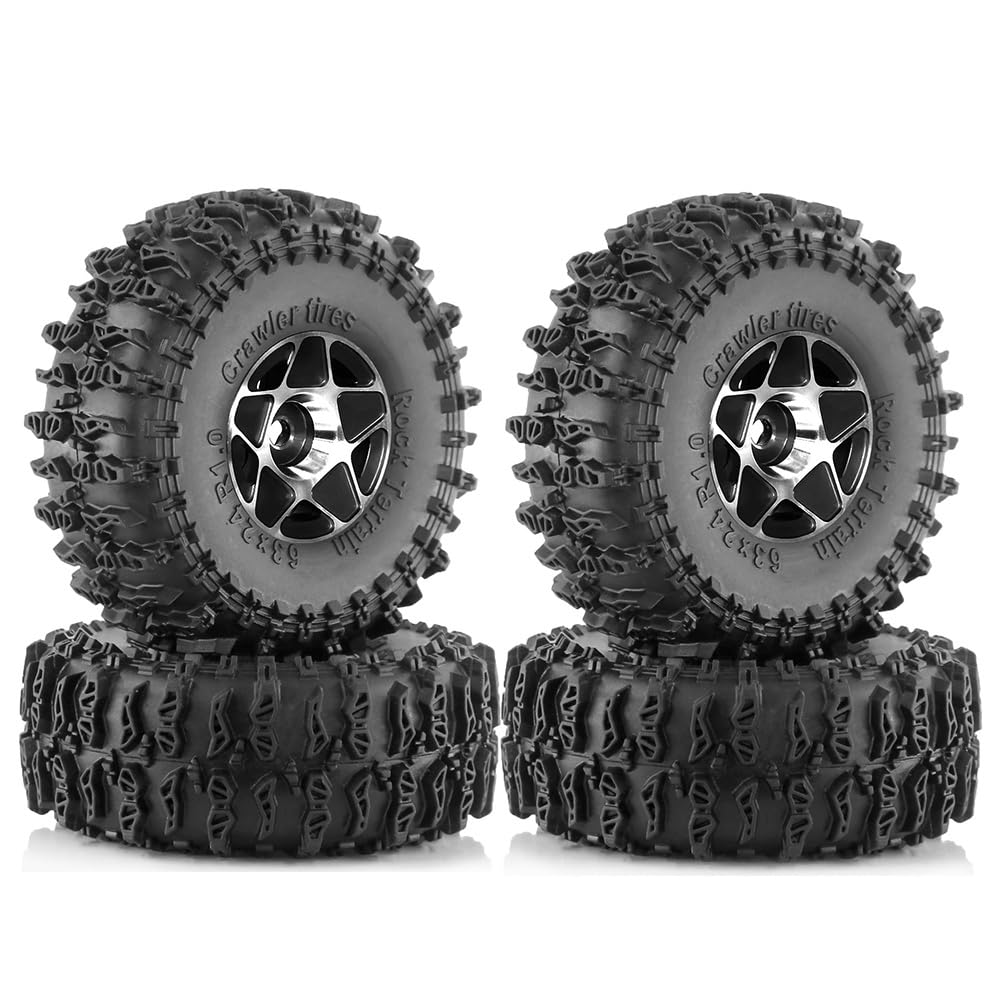 Fnfhsa 4 Stück 63 mm 1,0 Metall-Beadlock-Radreifensatz für 1/18 1/24 RC Crawler Car TRX4M SCX24 AX24 FCX24 Upgrade-Teile Schwarz Fnfhsa 4 Stück 63 mm 1,0 Metall-Beadlock-Radreifensatz für 1/18 1/24 RC Crawler Car TRX4M SCX24 AX24 FCX24 Upgrade-Teile Schwarz von Fnfhsa