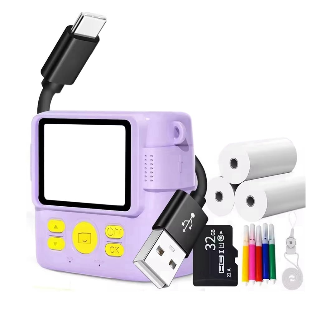 Fnfhsa Tragbare Thermodruckkamera, Mini, Modisches Kindergeschenk für Sofortige Automatische Fokussierung, Lila Fnfhsa Tragbare Thermodruckkamera, Mini, Modisches Kindergeschenk für Sofortige Automatische Fokussierung, Lila von Fnfhsa