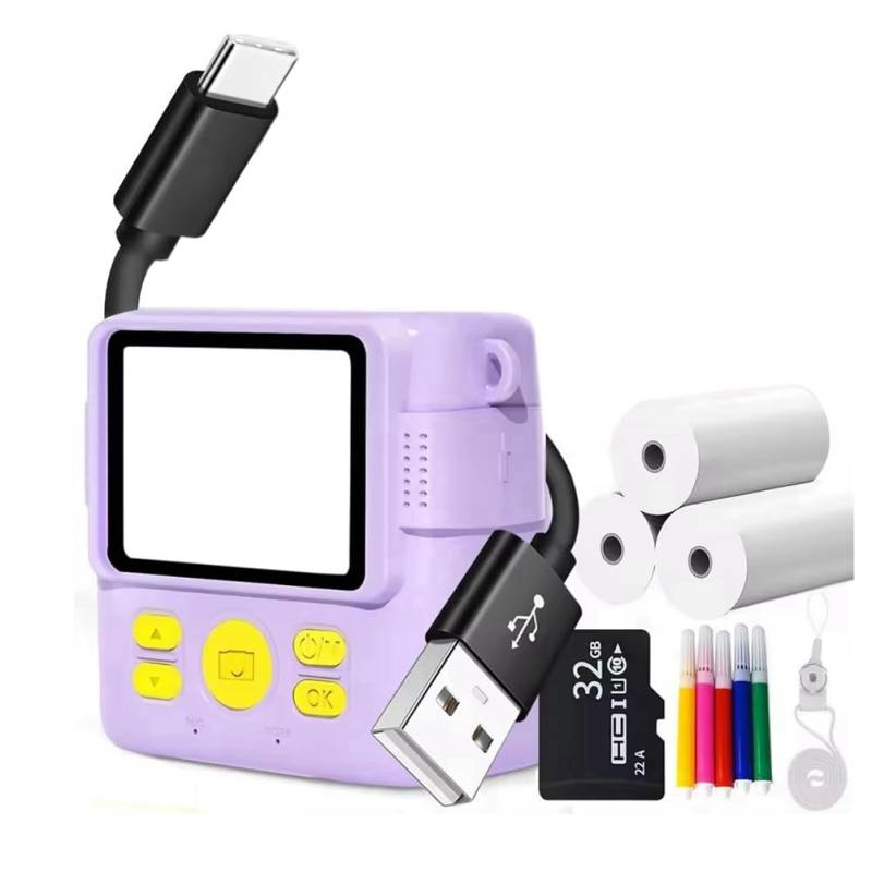 Fnfhsa Tragbare Thermodruckkamera, Mini, Modisches Kindergeschenk für Sofortige Automatische Fokussierung, Lila von Fnfhsa