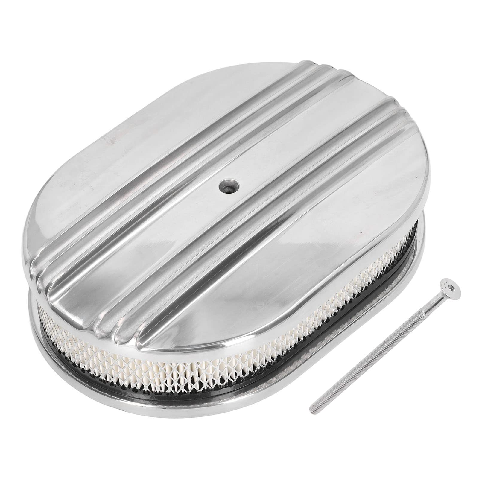 12-Zoll-Luftfilter, Ovaler Halbgerippter Luftfilter aus Poliertem Aluminium, Klassische Nostalgische Halbgerippte Moon-Luftfilterbaugruppe für,Passend für 5 1/8-Zoll-Vergaser 12-Zoll-Luftfilter, Ovaler Halbgerippter Luftfilter aus Poliertem Aluminium, Klassische Nostalgische Halbgerippte Moon-Luftfilterbaugruppe für,Passend für 5 1/8-Zoll-Vergaser von Fockety