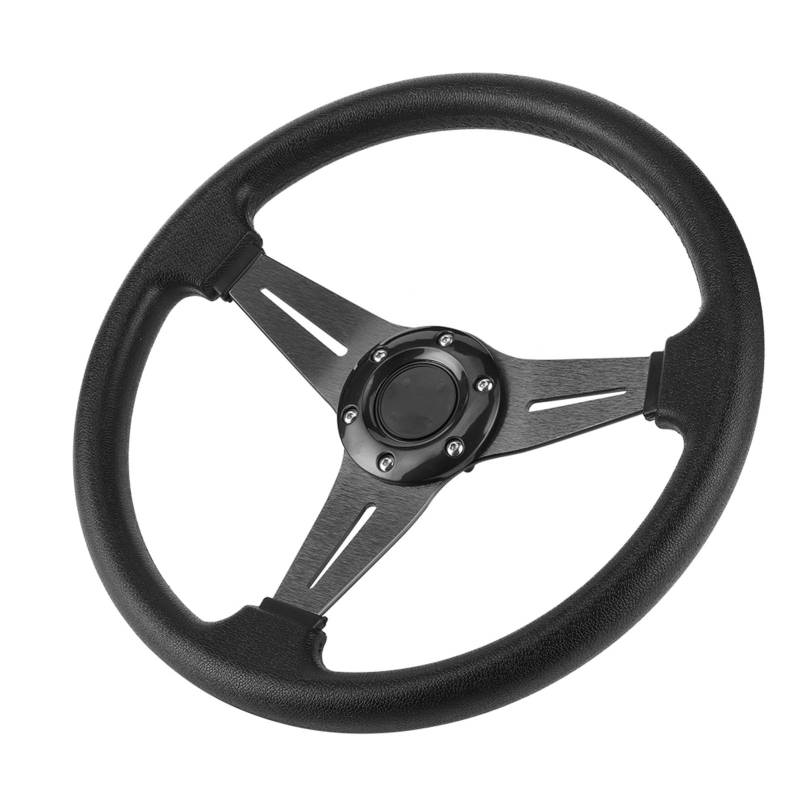 350 Mm/14 Zoll Drifting Racing Lenkrad, Universal Racing Car Lenkrad, Aluminiumlegierung + PU Flat Bottom Racing Car Drifting Lenkräder für Auto- und Simulations -PC -Spiel (BLACK) von Fockety