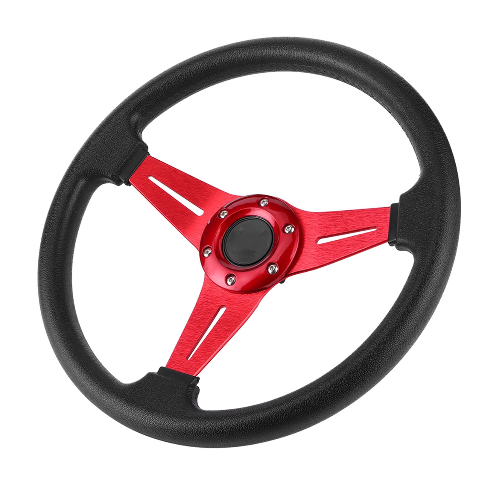 350 Mm/14 Zoll Drifting Racing Lenkrad, Universal Racing Car Lenkrad, Aluminiumlegierung + PU Flat Bottom Racing Car Drifting Lenkräder für Auto- und Simulations -PC -Spiel (Rot) von Fockety